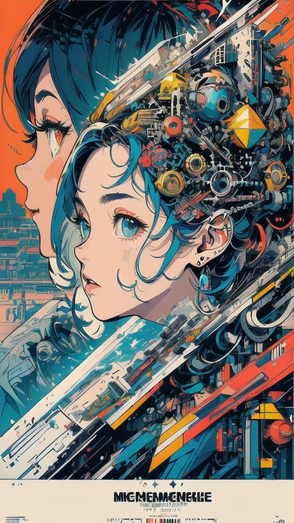 (((masterpiece, highest quality))),(((solo:1.2))),(((1girl:1.2))),32k wallpaper, very detailed, poster, vintage science fiction,(((((geometric cinematic movie poster))))), (bauhaus), shape,(((abstract))),(mid century modern),movie poster,(((((portfolio))))),(((((Close-up))))),(((((bust up))))),((((more various angle)))),(((highlight))),((((heterochromia)))),(((complete. detailed face))),(((Extremely talented))),(((((most complecated machine))))),(((((unlimited mechanic Workaholic))))),(((Absolutely detailed Mighty machines background))),(((Geiger counter))),(((Beautiful vibrant color scheme))),