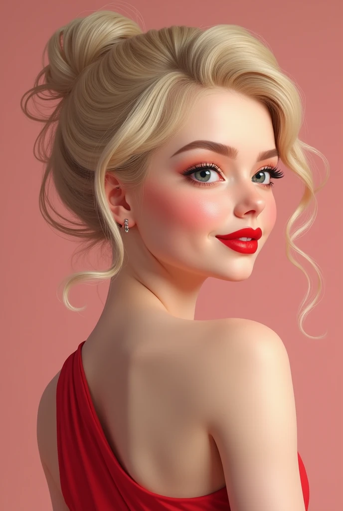 Create a 3d illustration of a sensualizing woman with her