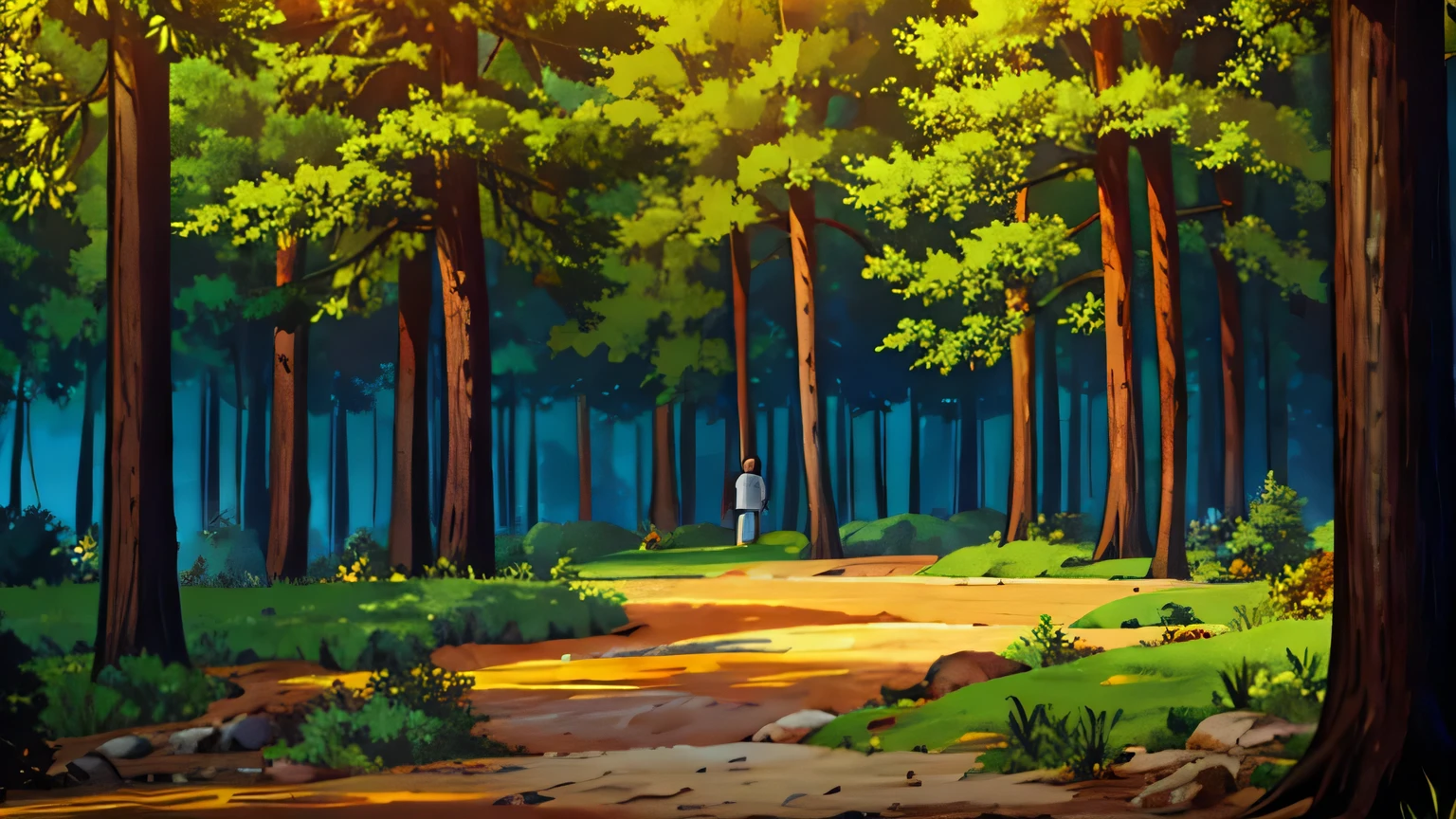 Pine forest, during the day.