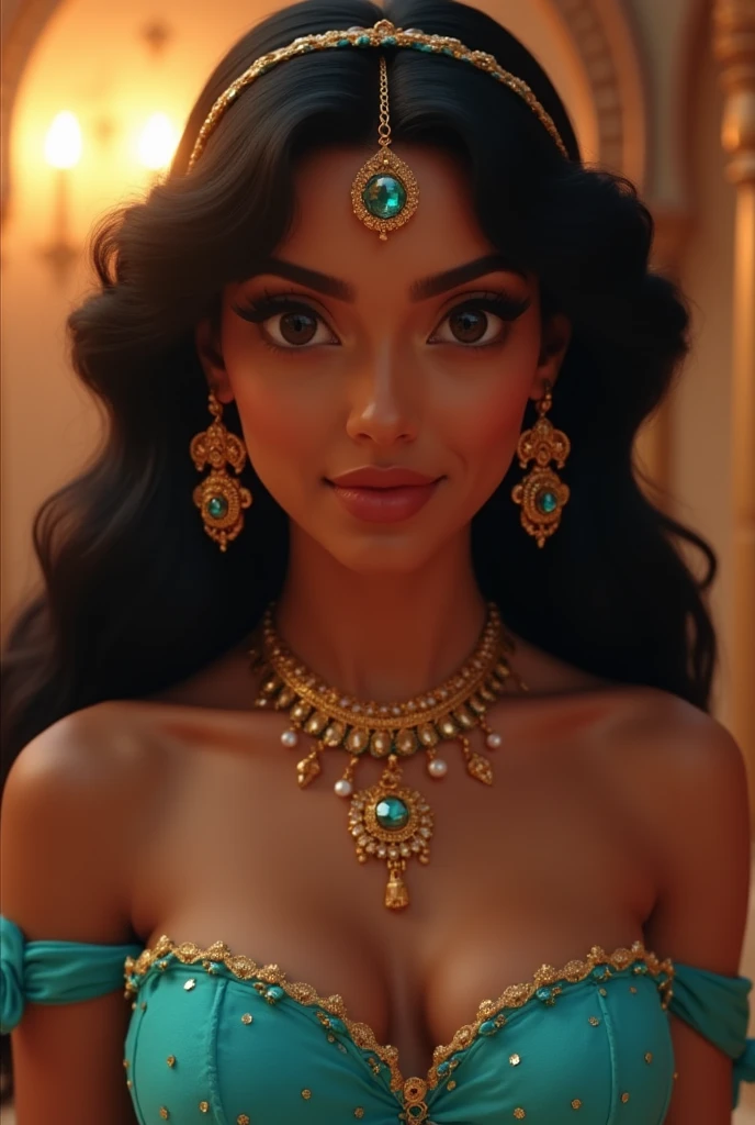 Stunning Princess Jasmine, photo in 8k, in action, cinematic.