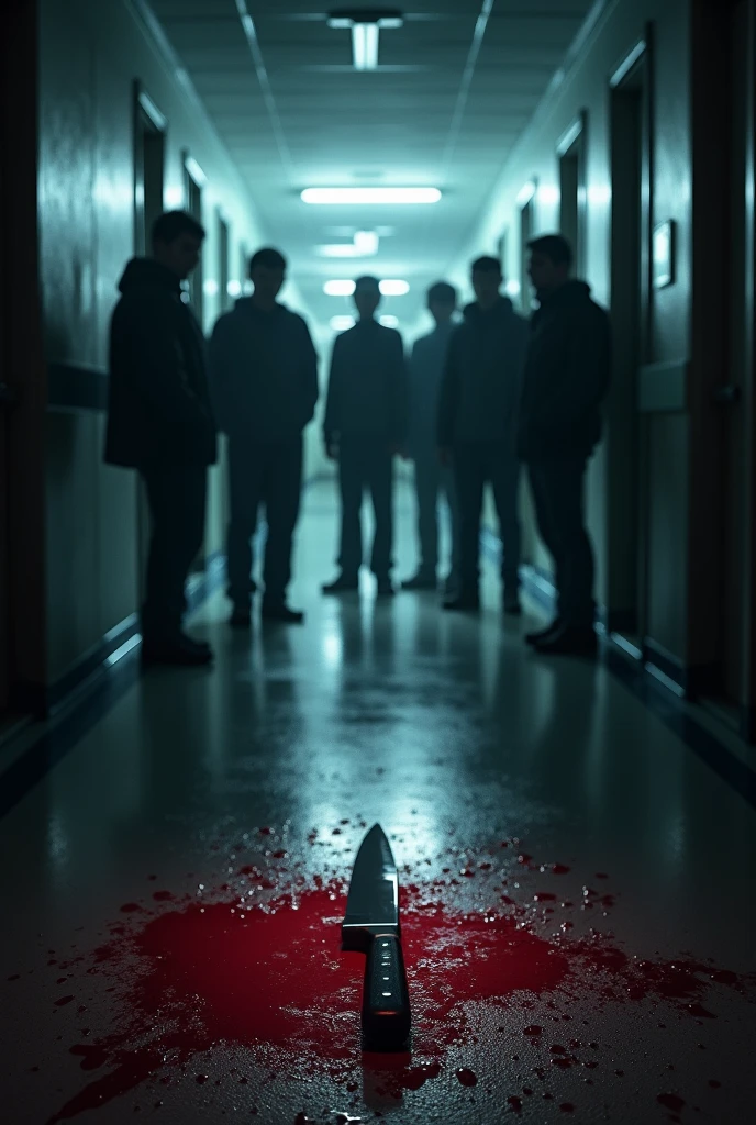 A book cover.

It will be the hallway of a high school, On the floor you will only see a pool of blood and at the end of the hallway the silhouette of 8 people.

There will be a knife on top of the puddle.

And at the bottom the name of the author who is: Juan Aldana
