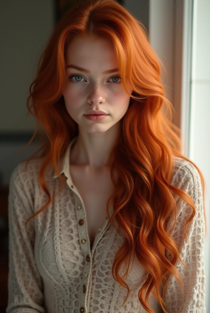 Realistic normal redhead girl
