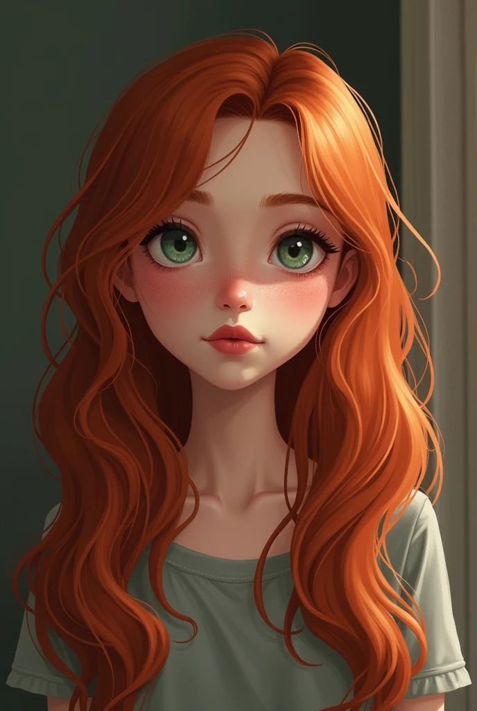 Realistic normal redhead girl