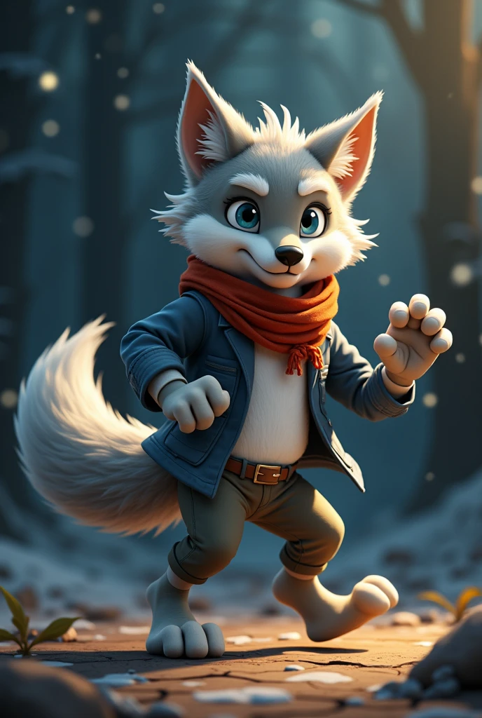 an animated dancing wolf