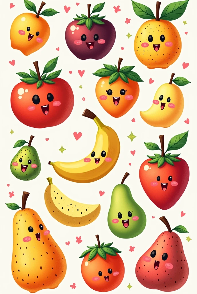 Fruit sticker sheet, one different from the other