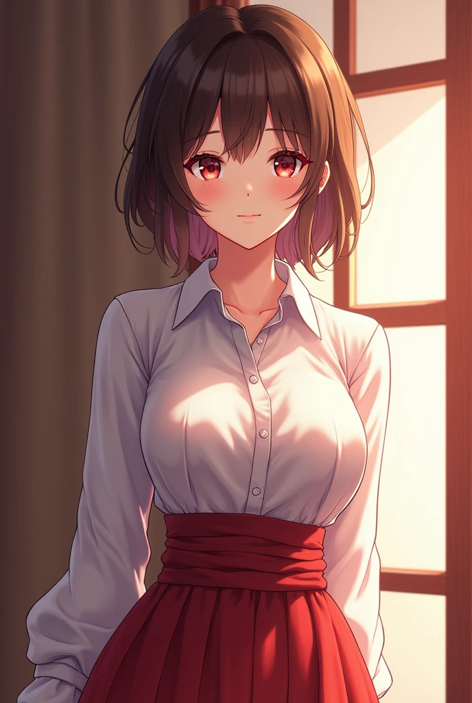 (8K masterpiece:1.3), (highest quality), (anime, realistic, photorealistic:1.4), perfect lighting, colorful, written boundary depth, looking at the viewer, Front view:0.6, (1 japanese woman, beautiful face), ultra detailed elegant shirts, skirts,