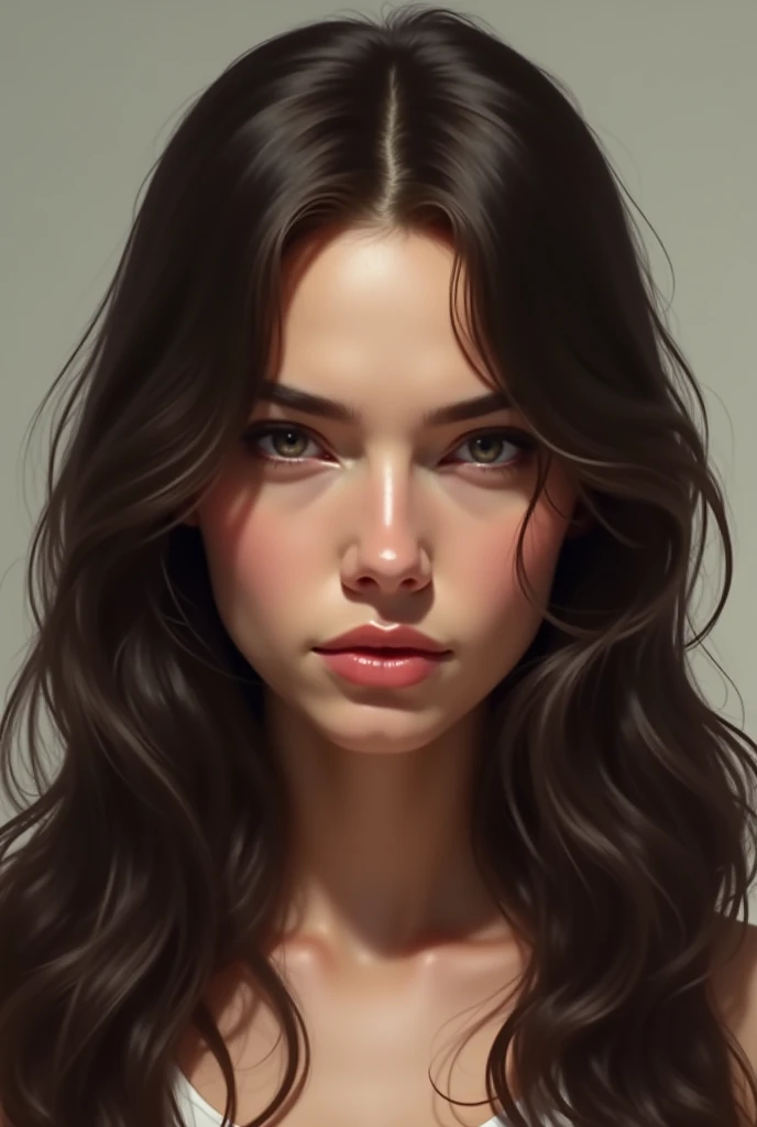 Create one with long dark brown hair,  and roman nose