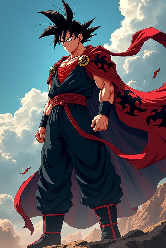 Drawing of Goku with Akatsuki cloak