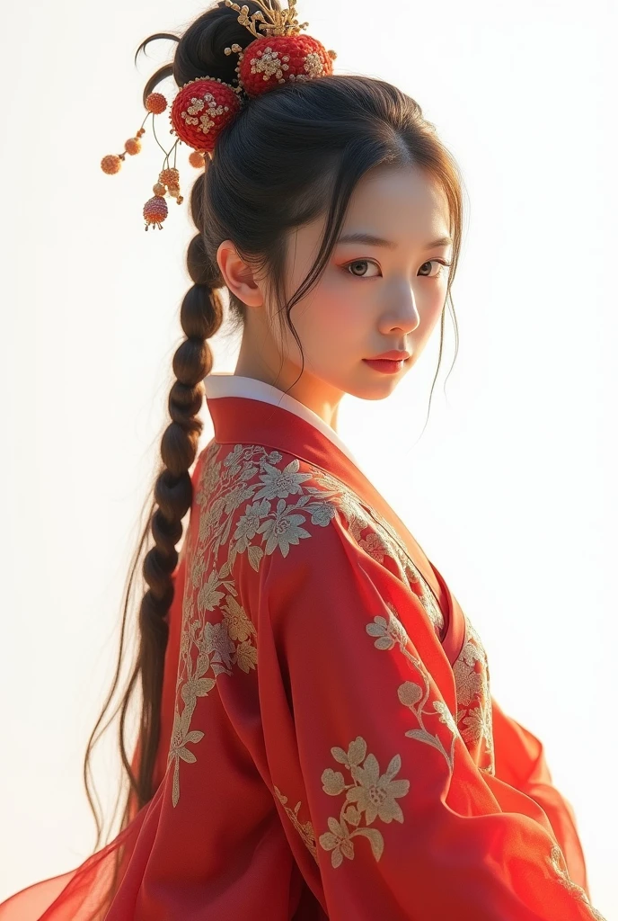 a girl, ancient chinese costume, all-body, sunshine light, cleary see face, Clean white background, work of art, super detaill, epic composition, ultra HD, high qualiy, extremely detaild, offcial art, uniform 8k wallpaper, super detaill, 32 mil