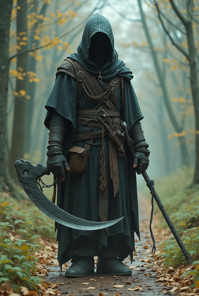 Create a human character who uses a poison-powered scythe