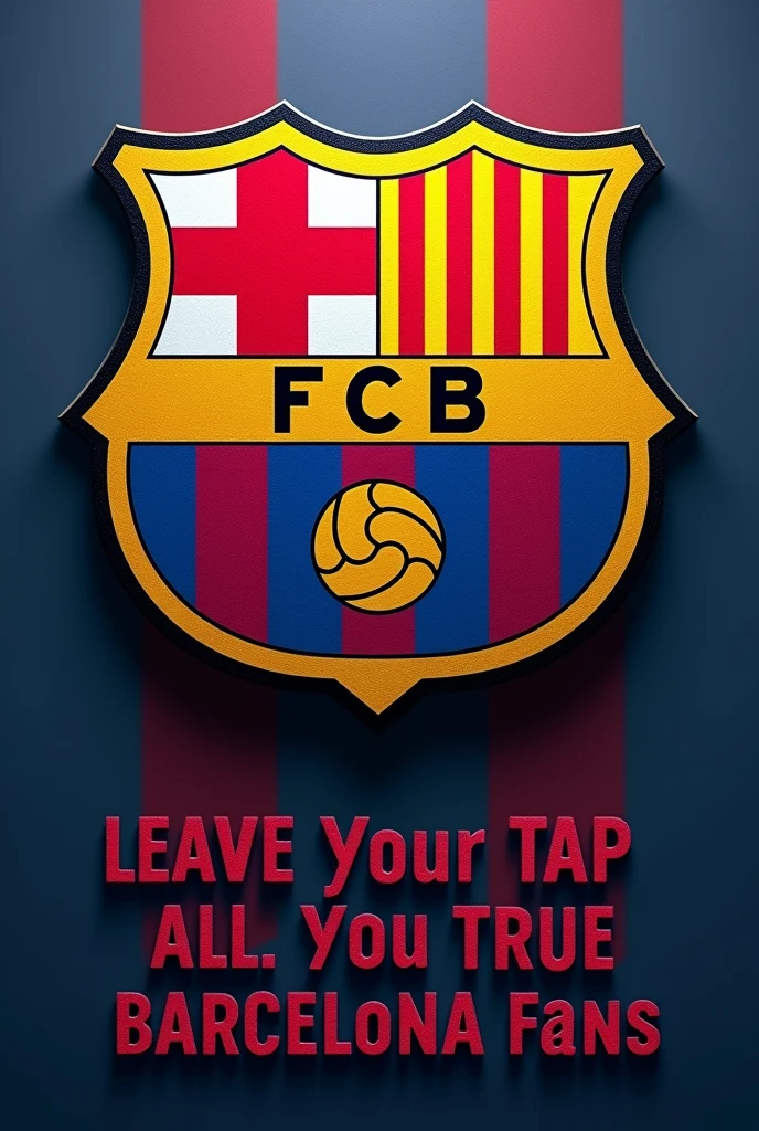 I want an image with the Barcelona football club crest and that says, &quot;Leave your tap tap all the true Barcelona fans&quot; 