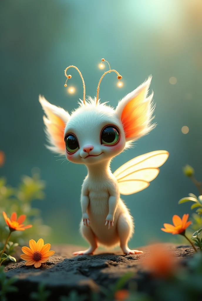 Create me an image of a small magical creature like a kwami from the cartoon miraculous Ladybug