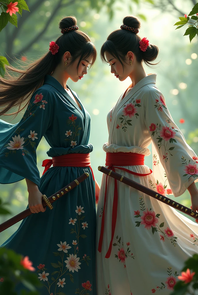 A pair of flower kunoichi