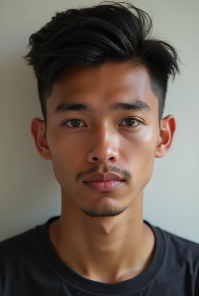 Homme de 17ans et de 1m86
Visage : normal
Carnation : métisse
Yeux : marrons 
Sourcils : peu epais
Nez : petit
Bouche : normale
Pommettes et mâchoire : carrés
Menton : normal 
Oreilles : normal
Cheveux : mid taper ????
Pilosité : légère moustache qui mange au resto