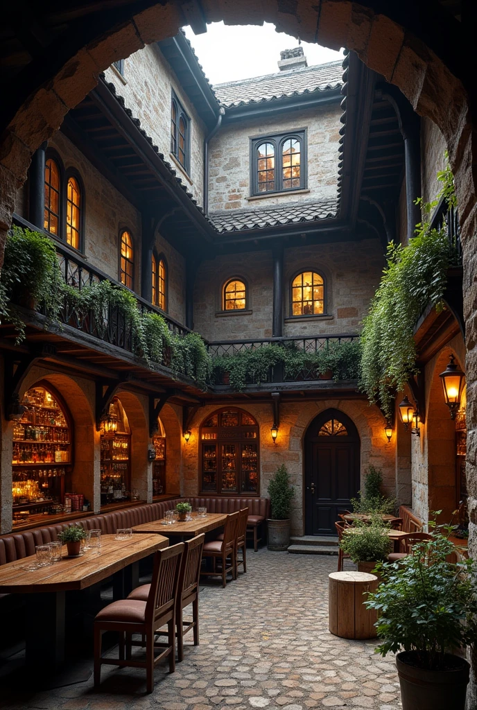 Black, white and gold medieval tavern with the word animax