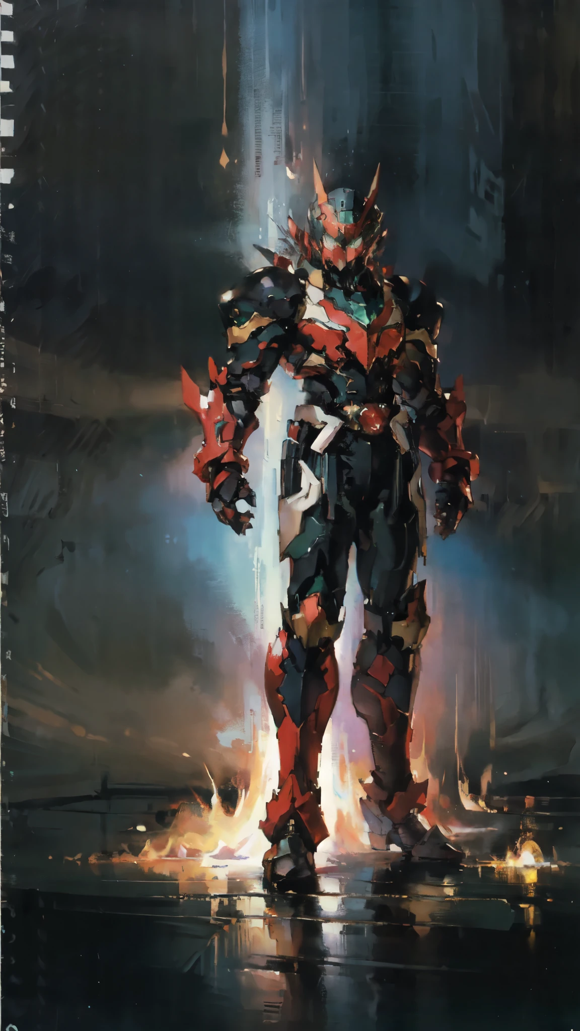 (masterpiece:1.5, best quality:1.5, extremely delicate:1.5, superhero pose:1.5), a man wearing a full-face helmet, a fantasy-style biotech armored combat suit, green eyes, (a composite layered chest armor), fully enclosed shoulder guards, matching arm and leg guards, belt of Neon circuit, (the color scheme is primarily black with green and red accents), the design balances heavy with agility, a high-tech bio-mecha armor, (Armor Concept Inspired by Paladin, stand on the top of a skyscraper in a futuristic sci-fi city), this character embodies a finely crafted fantasy-surreal style armored hero in anime style, exquisite and mature manga art style, (element, plasma, energy, the armor glows), ((male:1.5)), metallic, high definition, highres, ultra-detailed, ultra-fine painting, professional, perfect body proportions, golden ratio, anatomically correct, symmetrical face, extremely detailed eyes and face, high quality eyes, creativity, RAW photo, UHD, 32k, Natural light, cinematic lighting, masterpiece-anatomy-perfect
