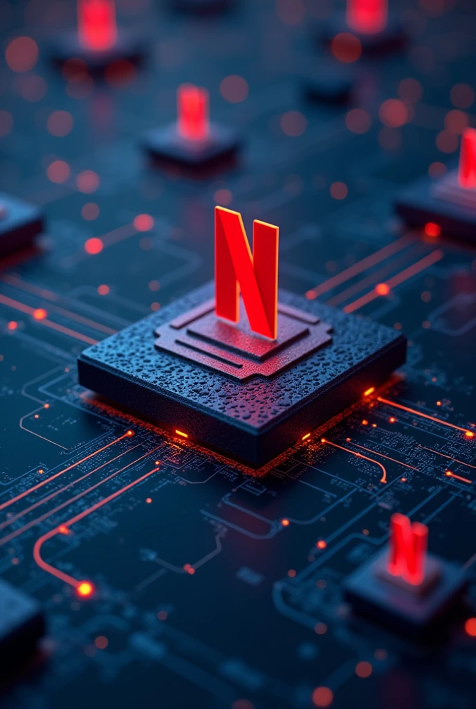Create an image referencing the WWW network interconnection of the Netflix platform using protocols such as HTTP and HTML.
