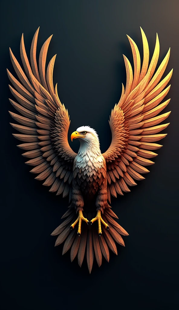 Awesome pinstripe eagle head and wings concept , Ultra HD 8K, Ultra-realistic