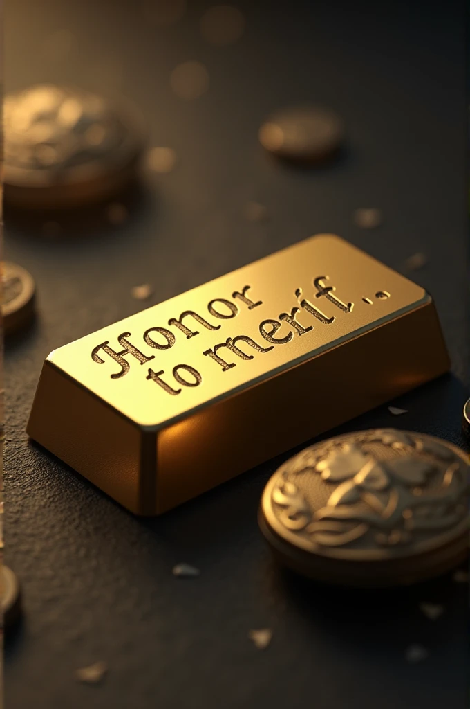 Military gold bar that says "Honor to merit"