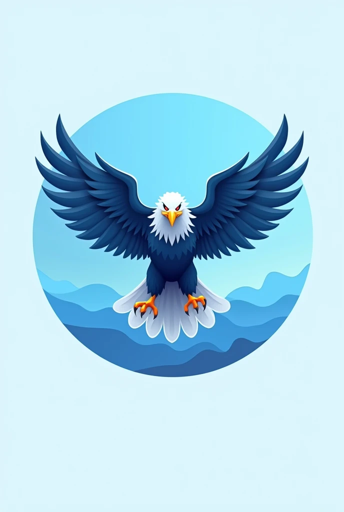 Can you make me a promotional logo with an eagle that contains light blue and sky blue colors?