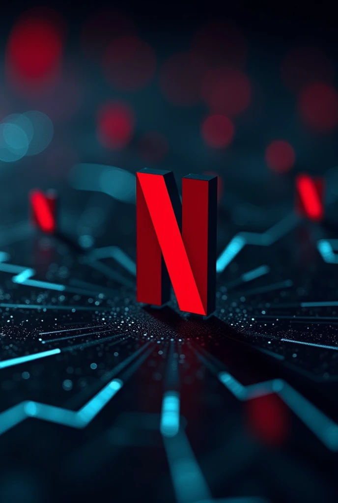 Create an image using the Netflix platform as a WWW network and displaying it between the connections or words within the http and html image.