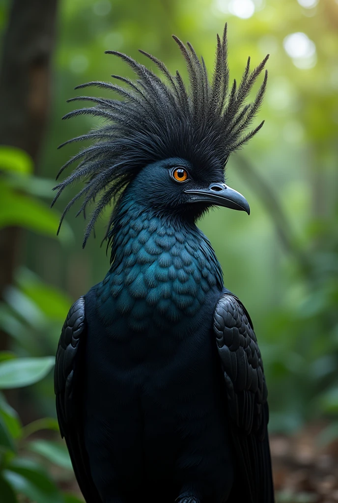 A drongo with a crown on its head