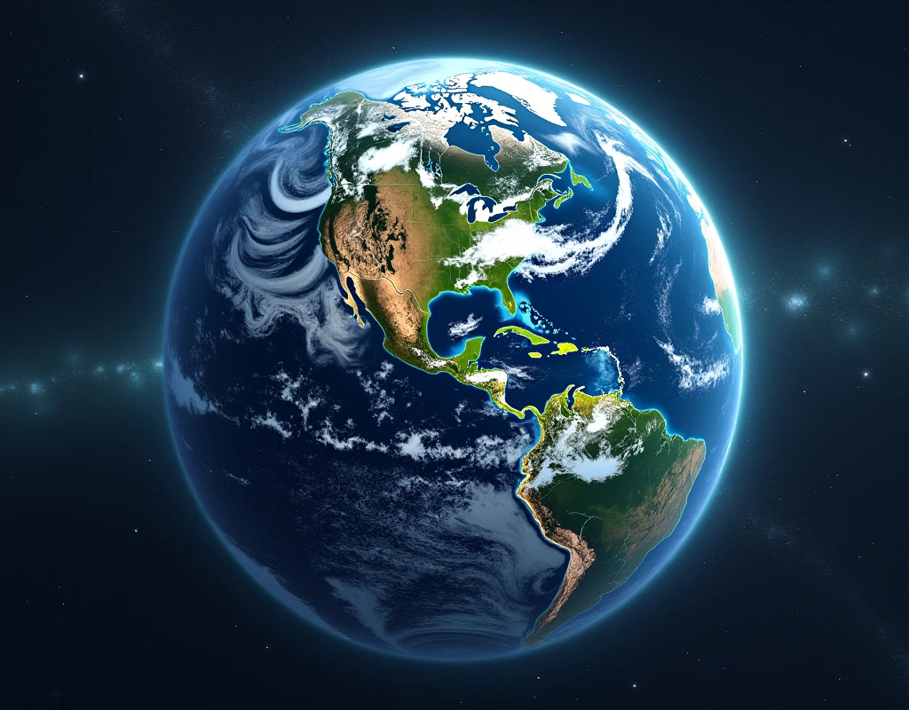 Three-dimensional world，planet Earth，Show the future educational landscape, Virtual classrooms are available, Mentor of Wisdom, and the potential for interstellar learning. 8k