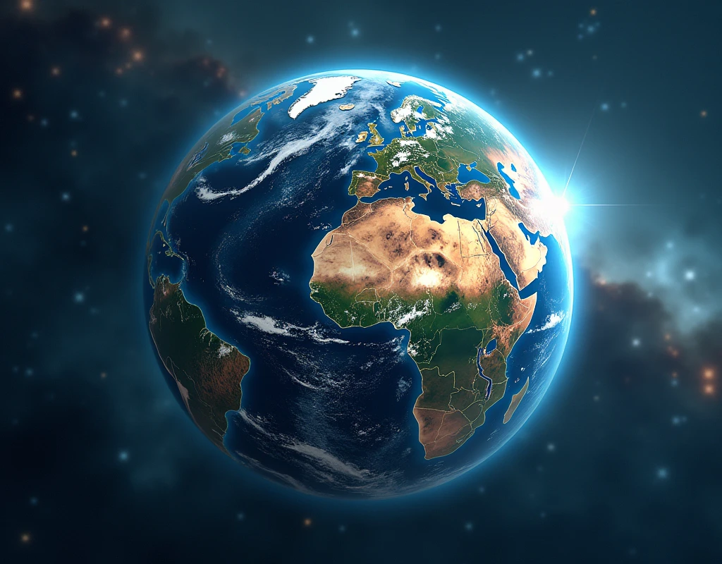 Three-dimensional world,planet Earth,Show the future educational landscape, Virtual classrooms are available, Mentor of Wisdom, and the potential for interstellar learning. 8k