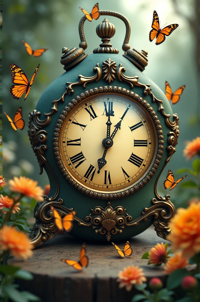 Butterflies and a clock