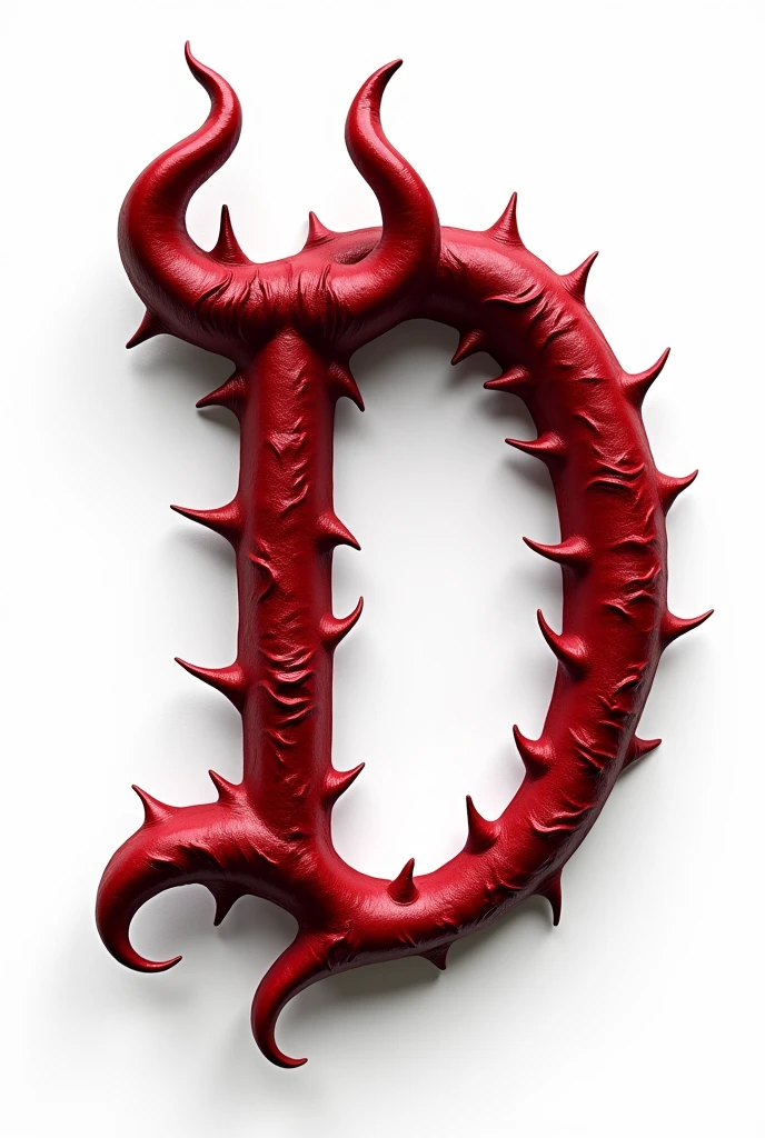 a sexual striking red letter D with succubus horns and a tail, creating an impression of sexuality and power. White background. High-resolution.