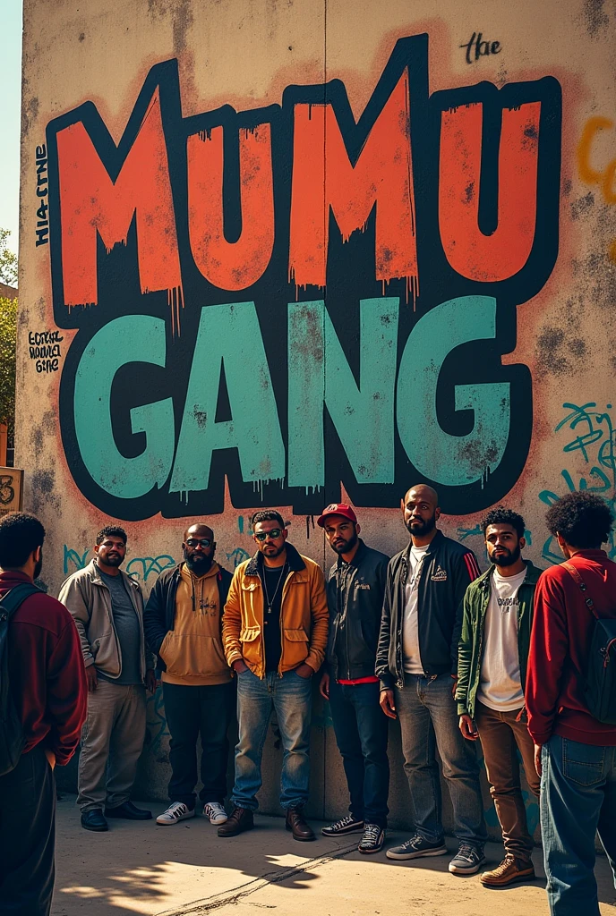 A gang with a wall that say Mumu Gang