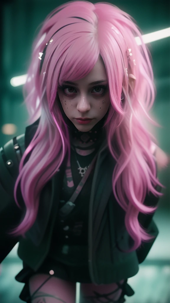 beautiful young punk girl with incredible long pink hair and unmatched appearance, wearing winter clothes, portrait, ultra-realistic, extremely detailed, photo-realistic, award-winning, luminous skin, dramatic lighting, dramatic pose, dynamic composition, intricate details, vivid colors, cinematic lighting, volumetric lighting, HDR, 8K, best quality