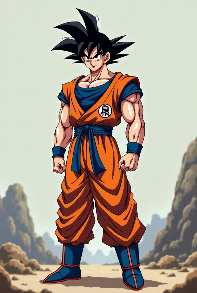 Goku in military pixelated clothing 