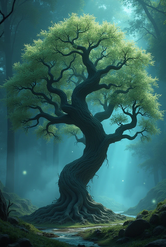 Animated tree with roots and 20 branches