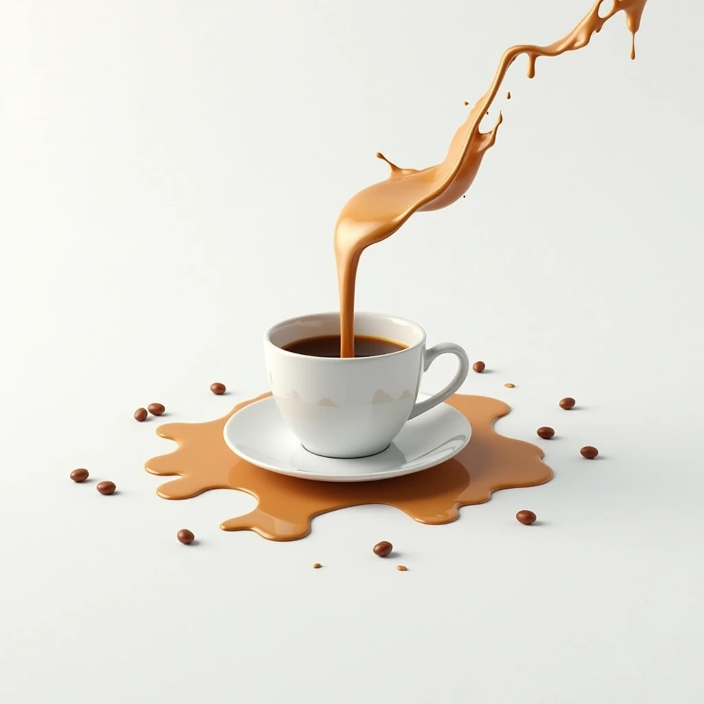 Spilling coffee in white keyboard