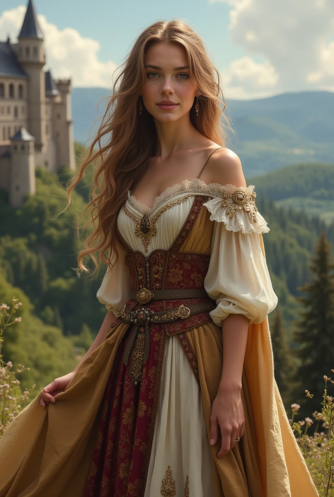 Young woman wearing medieval clothes