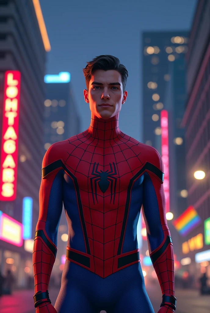 A gay Spider man in Londrina at night