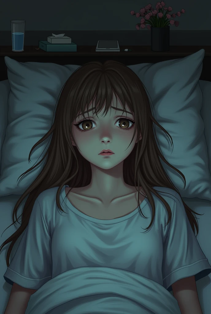 Sick brown haired girl
