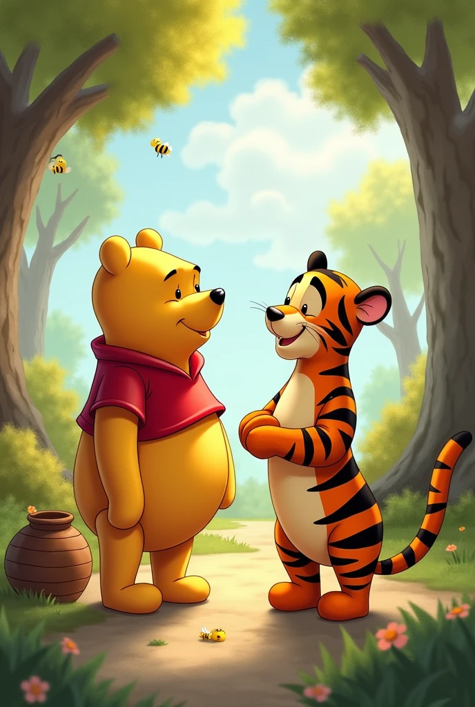 Winnie the Pooh asking Tiger how much he earns per month