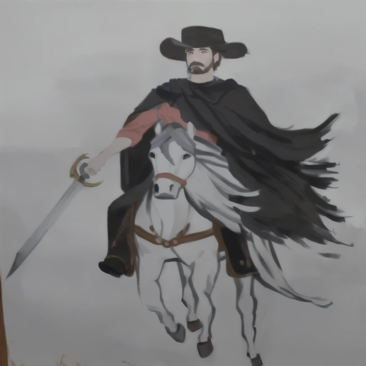 painting of a man riding a horse with a sword and a hat, by Alonso Vazquez, inspired by Diego Velázquez, inspired by Alonso Vazquez, inspired by Jacques Callot, inspired by Aldus Manutius, painting of a knight, inspired by Juan de Flandes, inspired by Paolo Uccello, inspired by Hans Memling