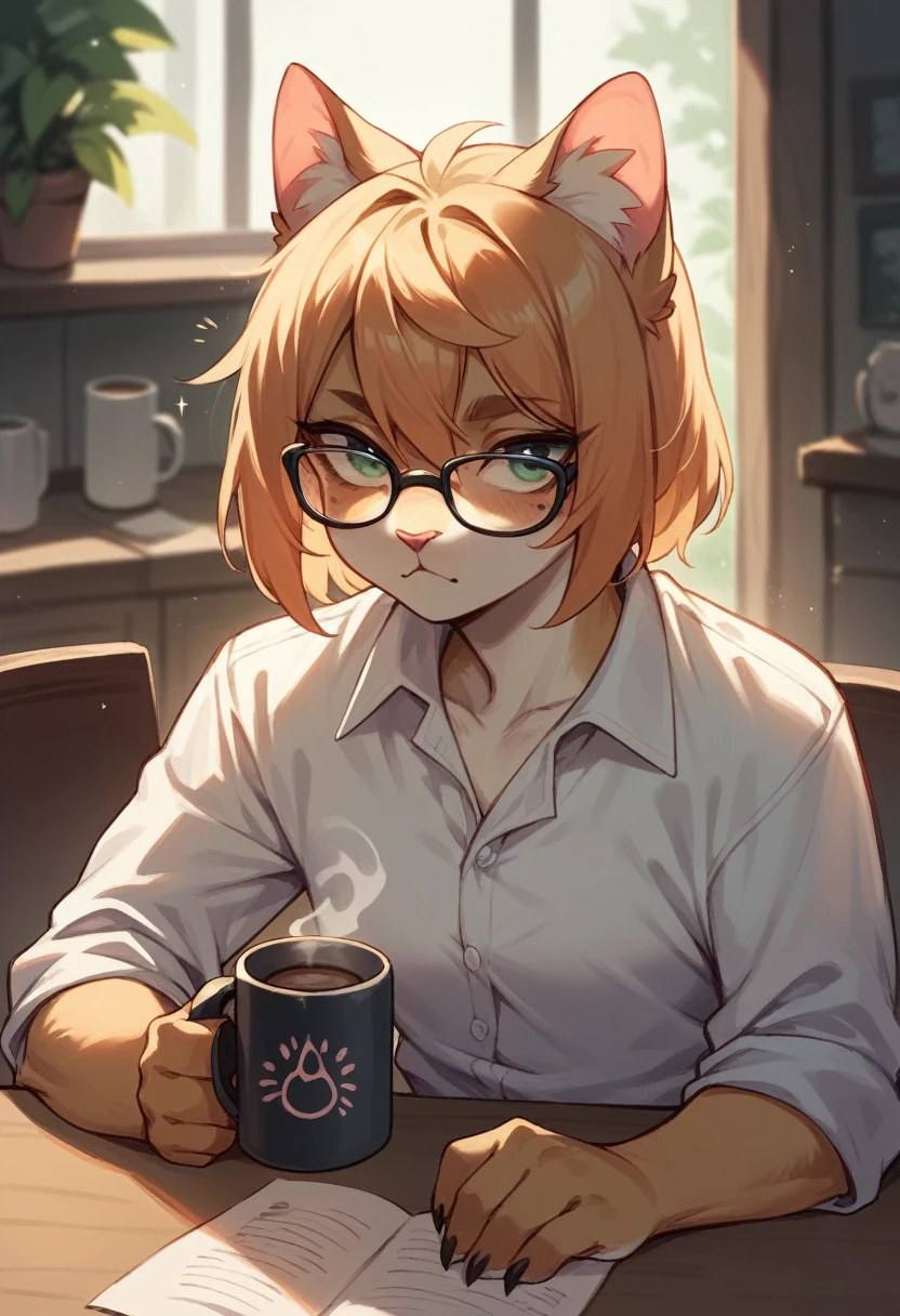 cat wearing glasses inside a coffee mug 
