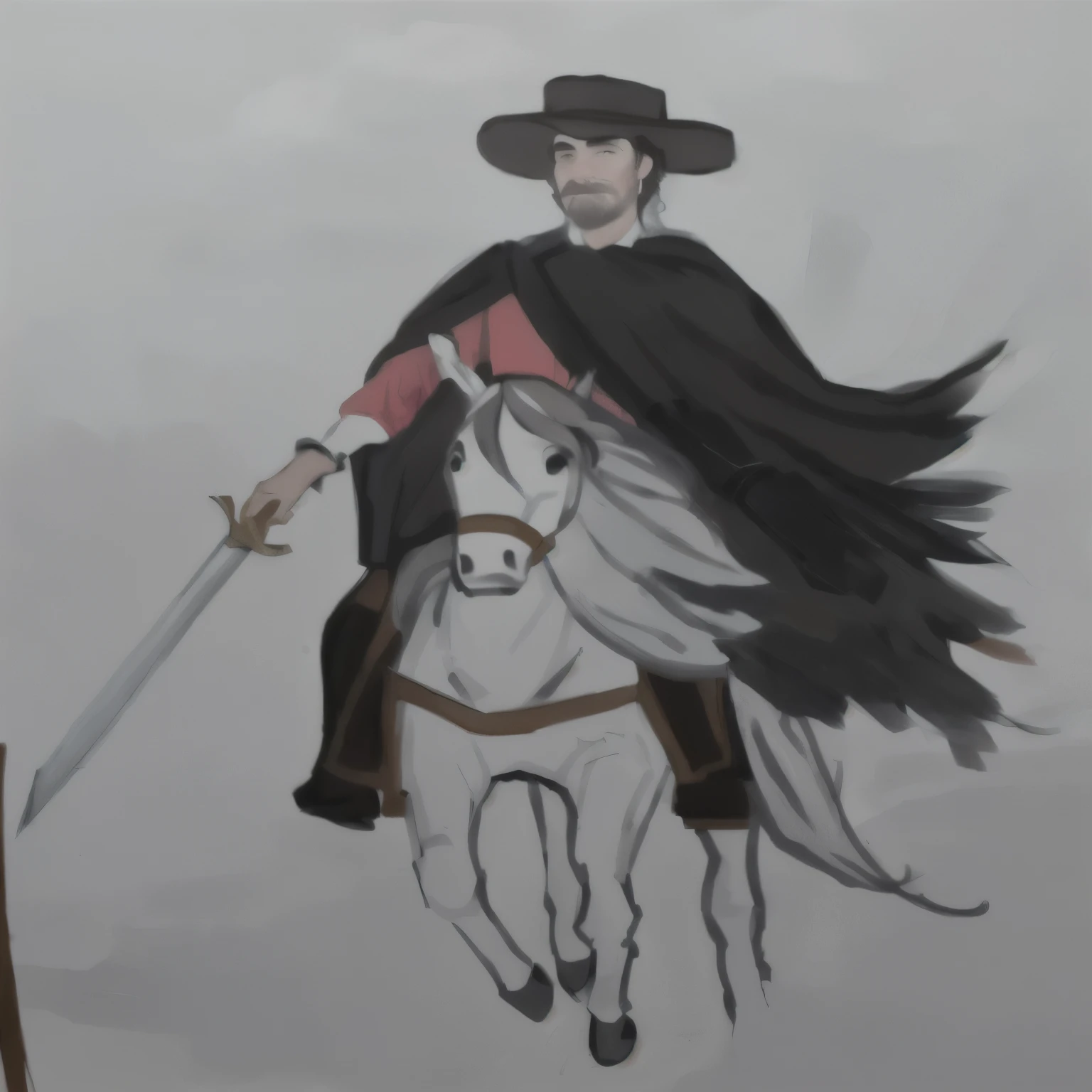 painting of a man riding a horse with a sword and a hat, by Alonso Vazquez, inspired by Diego Velázquez, inspired by Alonso Vazquez, inspired by Jacques Callot, inspired by Aldus Manutius, painting of a knight, inspired by Juan de Flandes, inspired by Paolo Uccello, inspired by Hans Memling