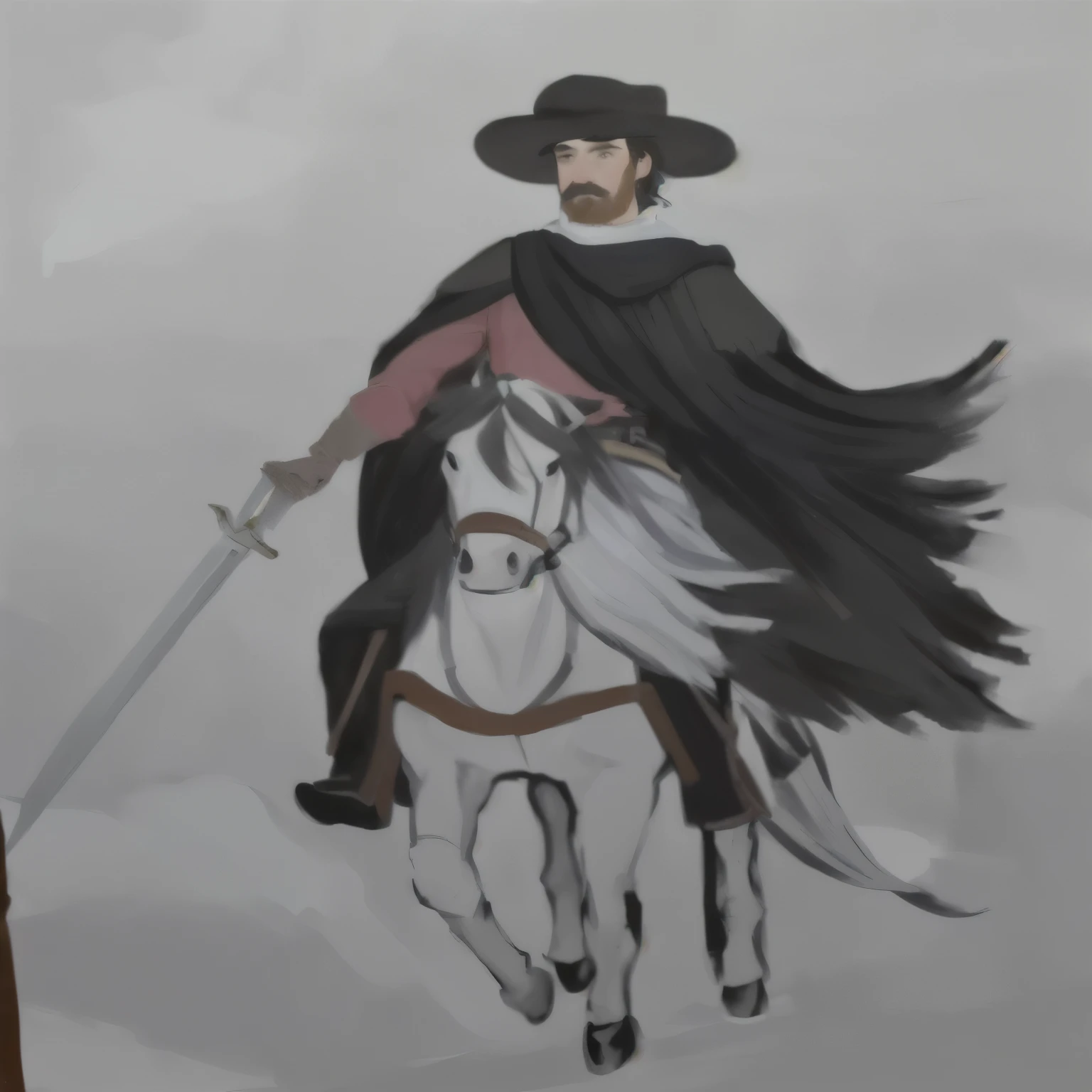 painting of a man riding a horse with a sword and a hat, by Alonso Vazquez, inspired by Diego Velázquez, inspired by Alonso Vazquez, inspired by Jacques Callot, inspired by Aldus Manutius, painting of a knight, inspired by Juan de Flandes, inspired by Paolo Uccello, inspired by Hans Memling