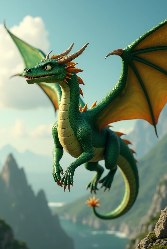 big green dragon flying