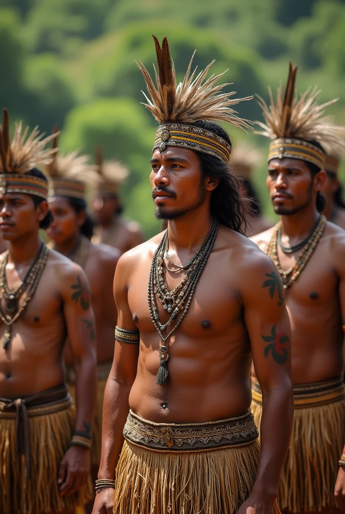 they wear skirts made of vegetable fibers, adorned with decorative details, and they also wear necklaces, Bracelets and other meaningful ornaments. The capirans, ceremonial leaders, They wear a distinctive cap of fine feathers and other artistically woven clothing on the chest and waist..