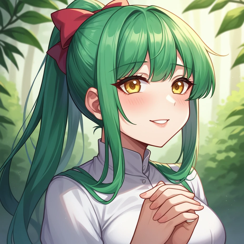 (Mountain Explorer style) (double exposure pastel color), (hand holding a detailed ecstasy brown Maitake mushroom), Smell the scent it, (solo:2, 15 yo) (beautiful ponytail) (beautiful pastel green hair long hair) (beautiful sexy girl) (detailed cute yellow eyes) (best smile, glossy lip) (medium tits), in a summer Speculator uniform, break, in the beautiful Pine forest, BREAK, perfect anatomy, masterpiece, best quality, 16k, beautiful detailed grow, daydreaming expression.