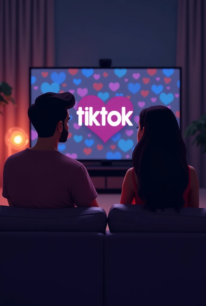 Create an image where two people a man and a woman Kiano and lady are watching/reacting to a drama, they make videos for tiktok. Dark animated style with Unscripted Screen logo on screen