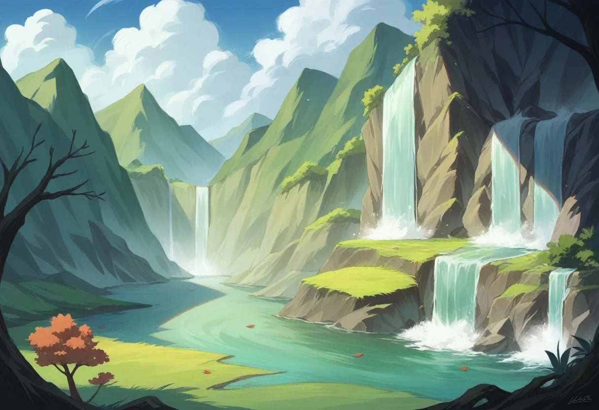 This puzzle recreates a breathtaking waterfall landscape inspired by Japan's Sengoku era. The serene mountains and the powerful cascade of the waterfall blend together to evoke the beauty and mystery of ancient Japan. As you piece together this puzzle, immerse yourself in the majestic and tranquil nature of the Sengoku period.