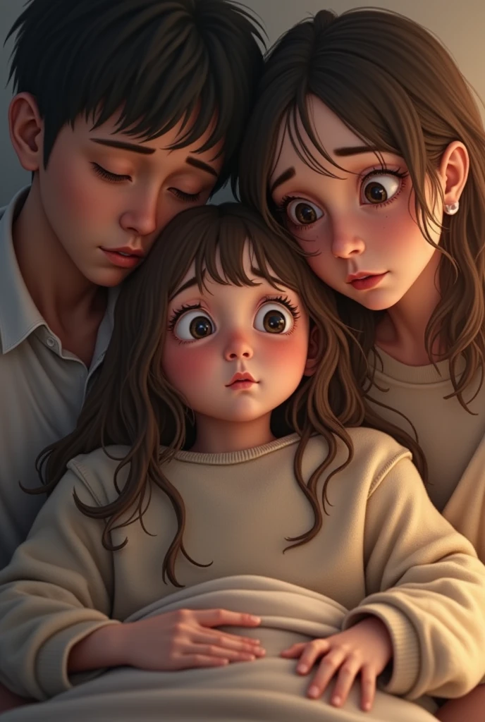 1 boy cries and is comforted by 3 girls