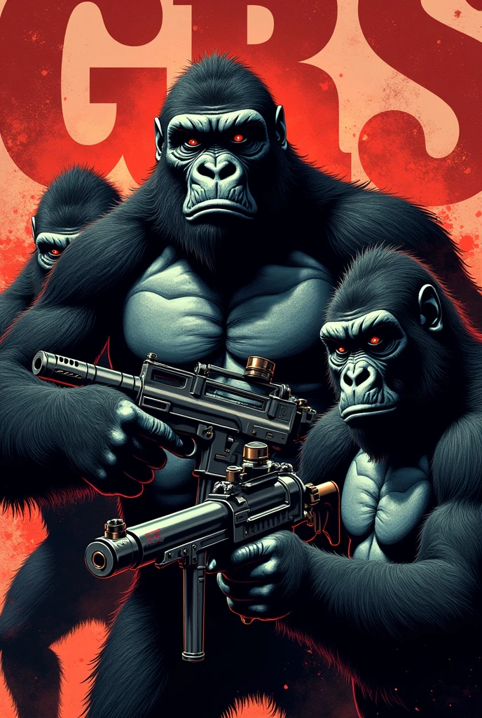 CREATE AN E-SPORTS TEAM LOGO WITH A GORILLA SMOKING AND HOLDING A RIFLE IN THE LOGO AND PLACE IT "CF" FEATURED IN THE LOGO, WITH THE FLAG OF SPAIN